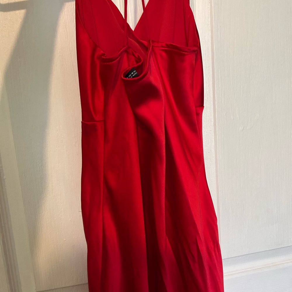 Zara red long silky midi dress - Picture 11 of 12